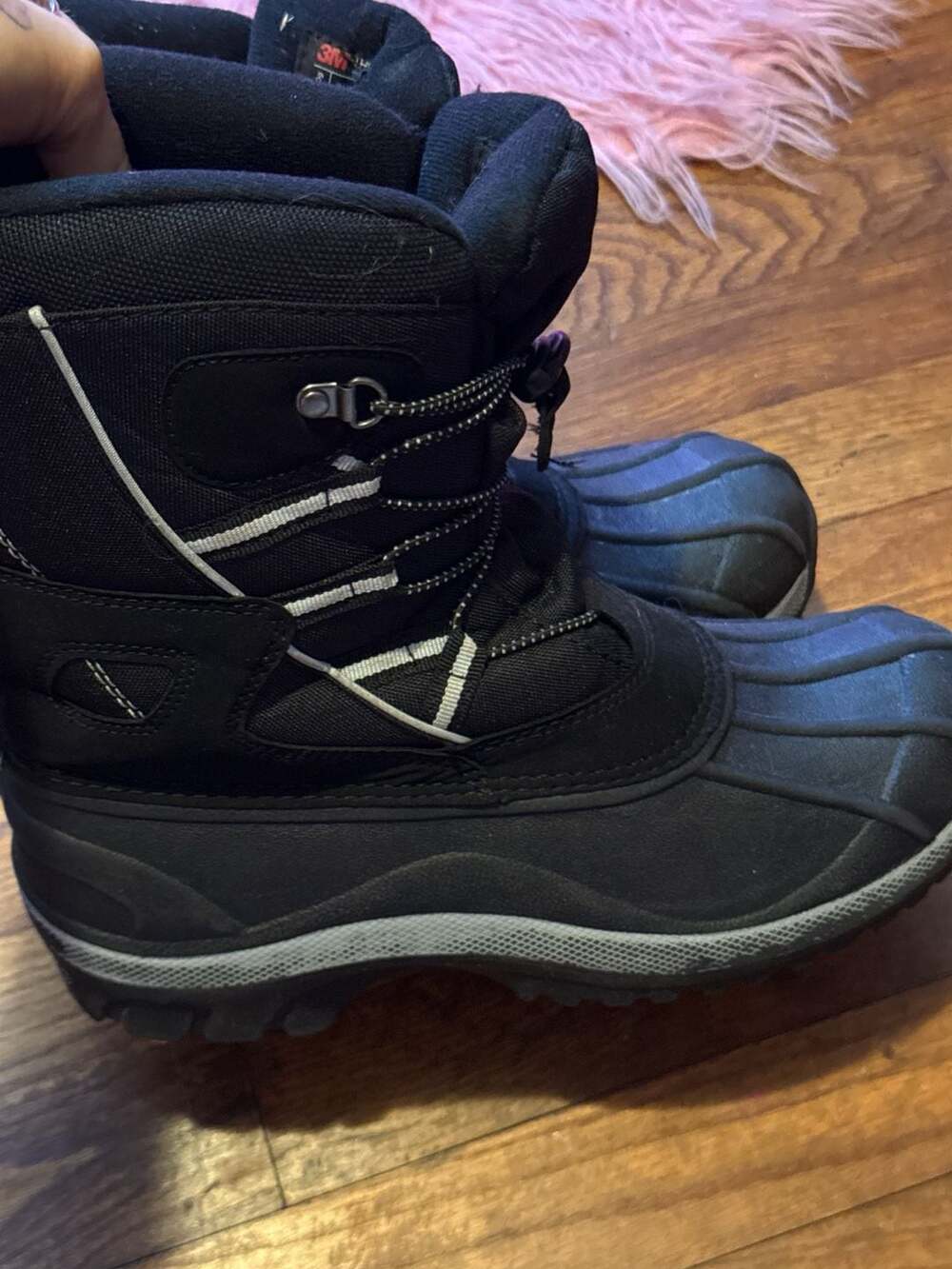 Falls Creek Baltic Winter Boots Size 7 Black 3M Thinsulate Water Resistant